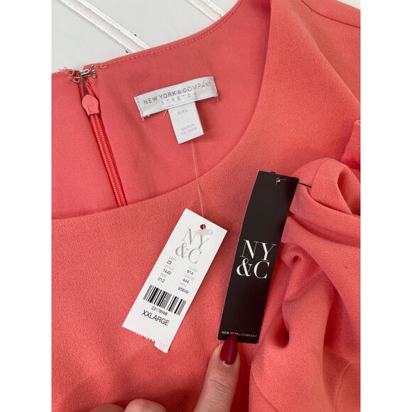 NWT New York and Company Peach Midi Sheath Dress Short Sleeve Office Size XXL - Picture 5 of 6
